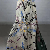 Seralina Basit ve Bol V Yaka Pamuk ve Keten Elbise