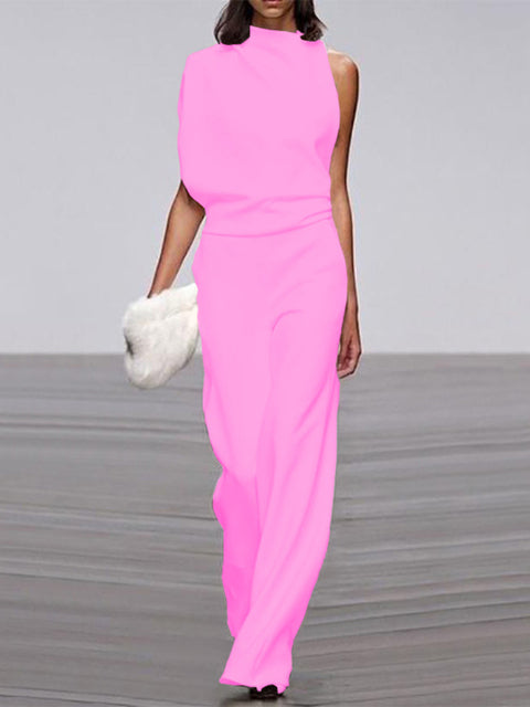 W&W Kadın Tulum, Yuvarlak Yaka, Kolsuz ve Geniş Paça