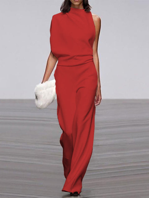 W&W Kadın Tulum, Yuvarlak Yaka, Kolsuz ve Geniş Paça