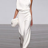 W&W Kadın Tulum, Yuvarlak Yaka, Kolsuz ve Geniş Paça