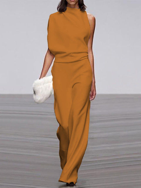 W&W Kadın Tulum, Yuvarlak Yaka, Kolsuz ve Geniş Paça