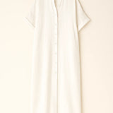 Tori – Uzun Kollu ve Düğmeli Kadın Şık Günlük Elbise, Pamuk ve Keten Kumaş