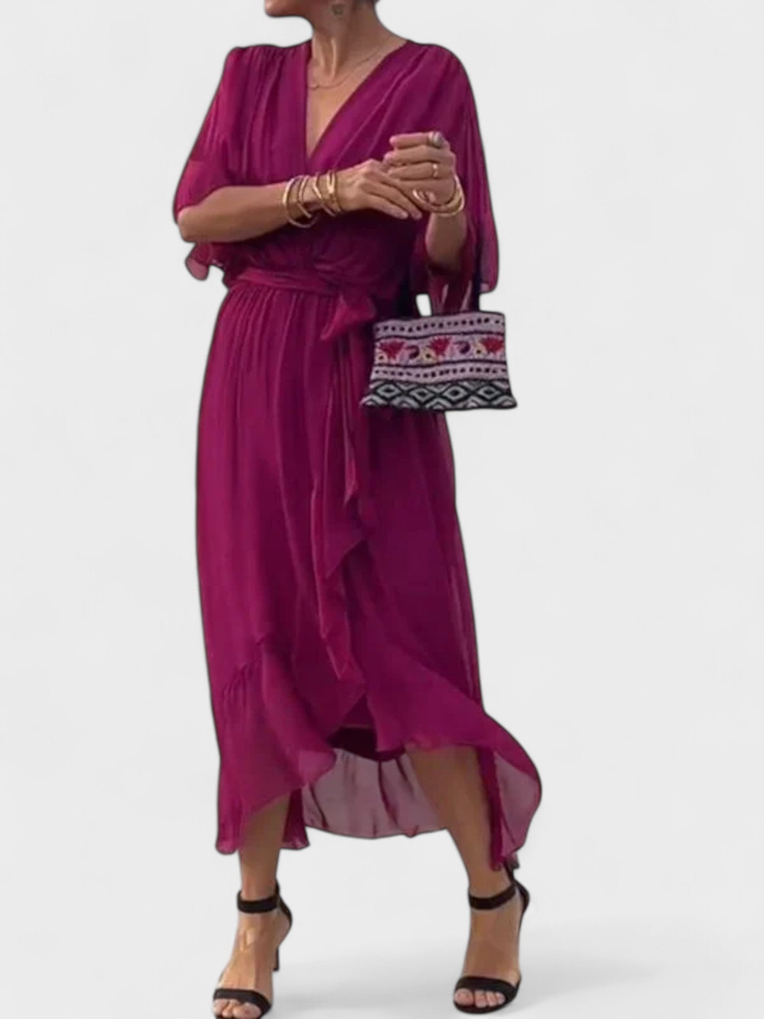 Monica - V-yaka ipek elbise