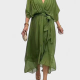 Monica - V-yaka ipek elbise