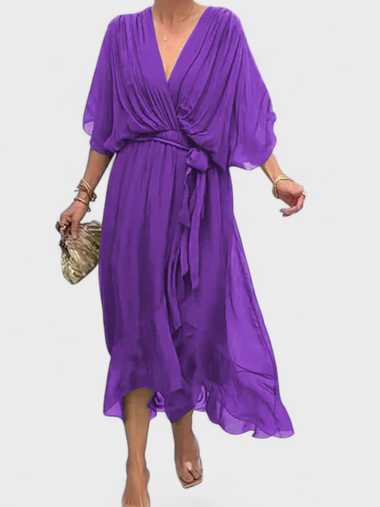 Monica - V-yaka ipek elbise