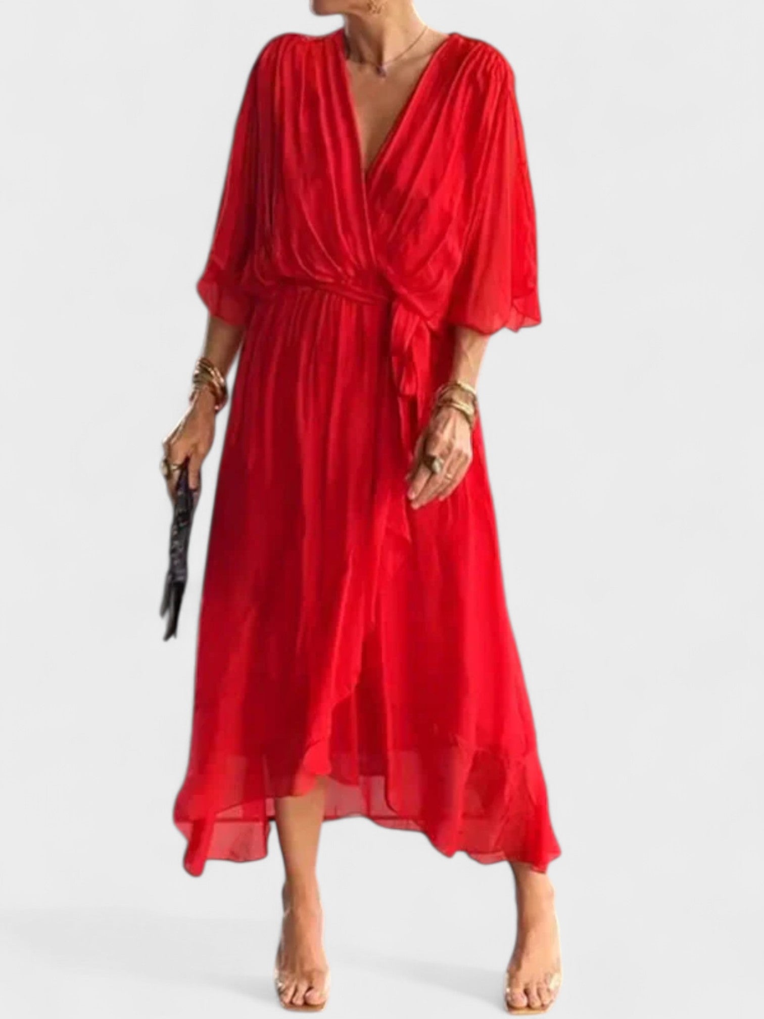 Monica - V-yaka ipek elbise